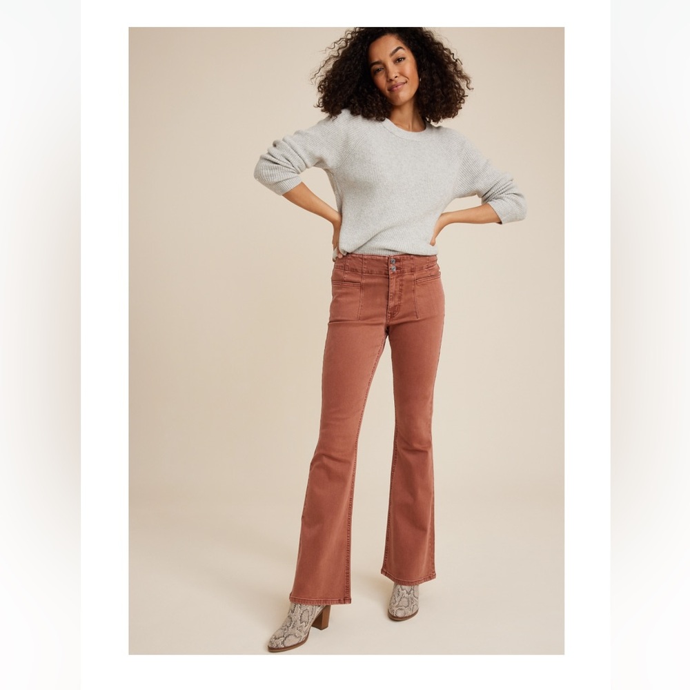Maurices Rust High-Rise Flare Jeans